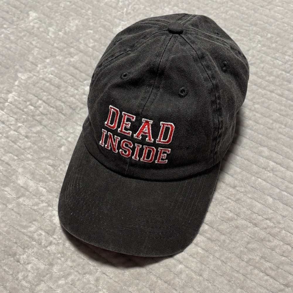 Faded Black Cap with Red Embroidery